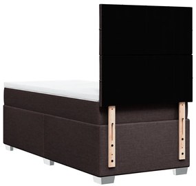 Cama com molas/colchão 90x190 cm tecido castanho-escuro