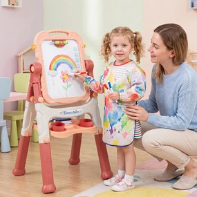 Cavalete de Desenho Infantil, 50 x 36 x 72,5 cm, Dupla Face Giratória, Rosa