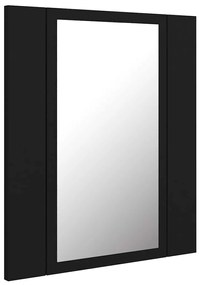 Armário espelhado casa de banho LED 40x12x45 cm acrílico preto