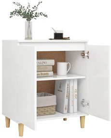 Aparador c/ pernas de madeira 60x35x70 cm contraplacado branco
