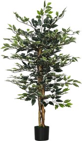 HOMCOM Ficus Artificial Troncos Realistas Vaso Incluído Decoração Interior 702 Folhas Ø15x130 cm Verde | Aosom Portugal