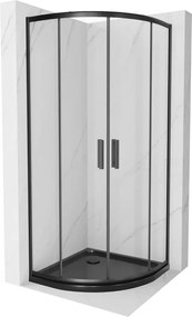 Mexen Rio cabine de duche semicircular 90 x 90 cm, transparente, preta + base Flat, preta - 863-090-090-70-00-4170B