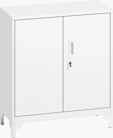 HOMCOM Armário de escritório em metal, portas com fechadura, armário de escritório, design de 2 níveis, Branco | Aosom Portugal