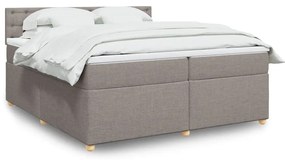 vidaXL Cama com molas/colchão 200x200 cm tecido castanho-acinzentado