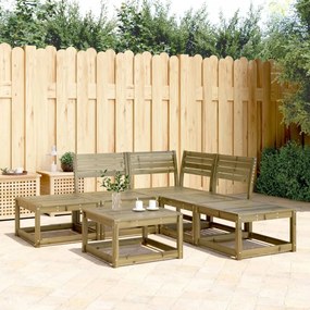 vidaXL 5 pcs conjunto de sofás para jardim madeira de pinho impregnada