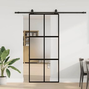 vidaXL Porta deslizante c/ conj. ferragens 90x205 cm vidro temperado