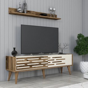 Unidade de TV Valensiya – Nogueira e Creme – 140 cm x 35 cm x 45 cm