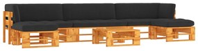 vidaXL 6 pcs conjunto lounge paletes pinho impregnado castanho mel