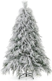 Árvore de Natal com neve de 192 cm com luzes LED brancas quentes Agulhas de pinheiro e folhas de salgueiro Decoração pré-iluminada Verde e Branco