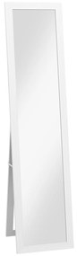 Espelho de Pé 37x155 cm Espelho de Corpo Inteiro Espelho de Parede Retangular com Estrutura de Madeira Branco