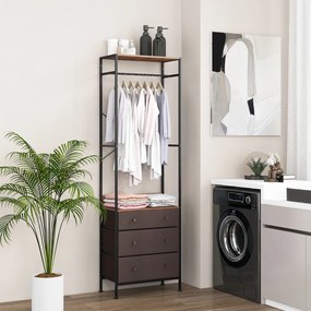 Guarda Roupa, Cabide com varão e prateleiras para o hall de entrada, quarto 55 x 28 x 176 cm Castanho
