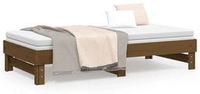 Estrutura sofá-cama de puxar 2x(90x190)cm pinho maciço castanho