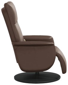 Poltrona massagens reclinável + apoio pés couro artif. castanho