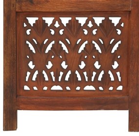 Biombo esculp. mão 5 painéis 200x165cm mangueira maciça castanho