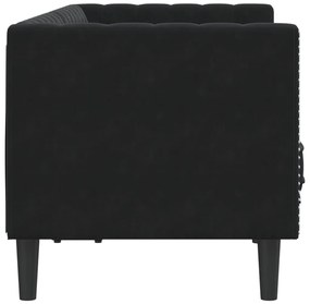 Sofá chesterfield com rolos 2 lugares veludo preto