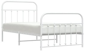 Estrutura de cama com cabeceira e pés 100x190 cm metal branco