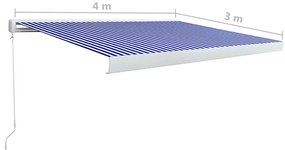 Toldo manual com caixa 400x300 cm azul e branco