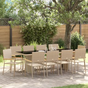 Conjunto de Jantar para Jardim de 11 Peças vidaXL Bege em Rattan Sintético
