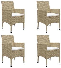 5 pcs conjunto de jantar para jardim bege
