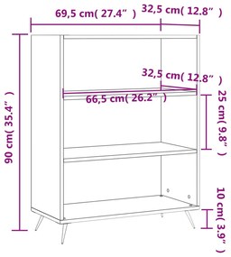 Estante 69,5x32,5x90 cm derivados de madeira cinzento cimento