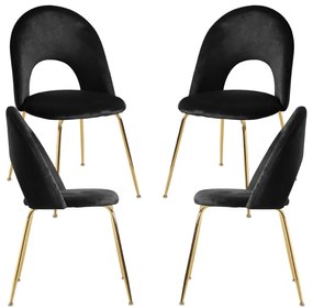 Pack 4 Cadeiras Dawa Gold Veludo - Preto