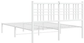 Estrutura de cama com cabeceira 140x200 cm metal branco