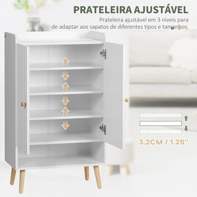 Sapateira com 2 Portas Armário para Sapatos com Prateleira Aberta e Prateleiras Ajustáveis para 15 Pares de Sapatos para Corredor Entrada 60x33x100cm