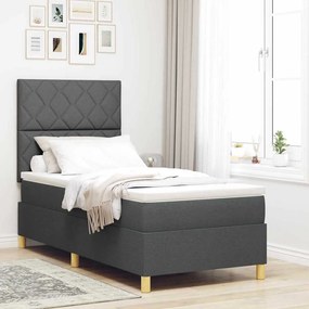 vidaXL Cama Box com colchão Cinza Escuro 100 x 200 cm tecido