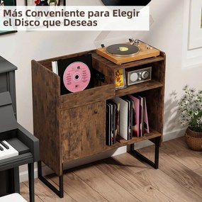 Móvel para Gira-Discos, 80 x 35,5 x 85,5 cm, Estação de Carregamento Integrada, Castanho