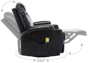 Cadeira de massagem reclinável couro artificial preto