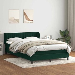 vidaXL Cama box spring com colchão 160x210 cm veludo verde escuro