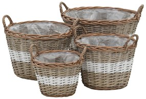 vidaXL Cestos para vasos 4 pcs vime com forro em PE