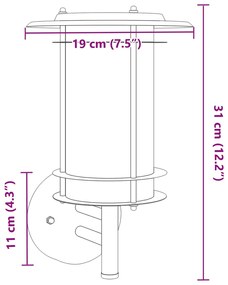 Candeeiro de parede para exterior aço inoxidável prateado