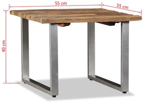 Mesa de centro madeira reciclada maciça 55x55x40 cm
