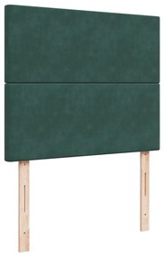 Cama boxspring com colchão 120x200 cm veludo verde-escuro