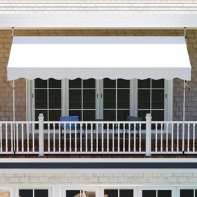 Toldo retrátil manual 4 m x 180 cm Sombra exterior ajustável sem perfuração com manivela para pátio, varanda, jardim Branco