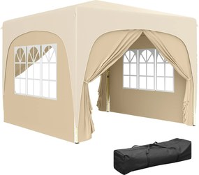 Tenda dobrável para eventos, 3 x 3 x 2,73 m, com janelas + Saco de transporte, cor areia