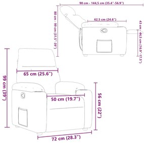 Poltrona reclinável tecido cinzento-claro