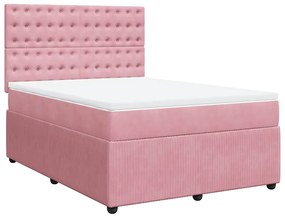 Cama com molas/colchão 160x200 cm veludo rosa