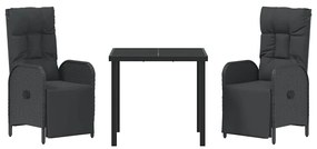 Conjunto de Jantar de Jardim com 3 Peças e Almofadas em Polyrattan Pre