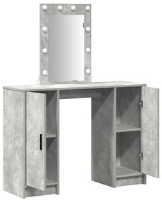 Mesa de Maquiagem vidaXL com Luzes LED Cinza Concreto 102x33x135 cm