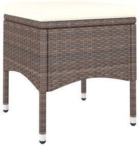 4 pcs conjunto de cadeiras e bancos de jardim vime PE castanho