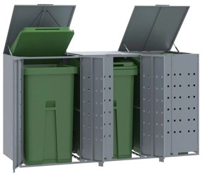 Abrigo para 3 caixotes do lixo 207x79x117 cm aço cinzento