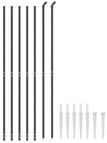 Cerca de arame com estacas de fixação 1,6x10 m antracite