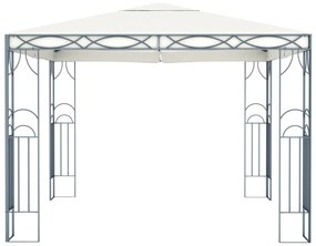 Gazebo com cordões de luzes LED 300x300 cm cor creme