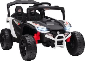 AIYAPLAY Carro Elétrico para Crianças 12V com 2 Motores Suspensão Traseira Faróis e Música 88x57,5x55,5 cm Branco | Aosom Portugal