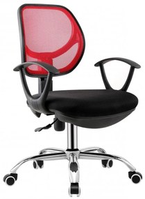 Cadeira de escritório MIRAFIORI, braços, rede vermelho e tecido preto