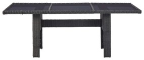 9 pcs conjunto de jantar para jardim vime PE preto