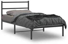 vidaXL Estrutura de cama com cabeceira 100x190 cm metal preto