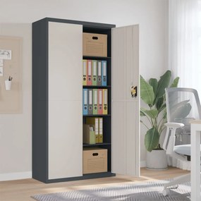 vidaXL Arquivador 90x40x180 cm aço antracite e branco